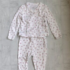 Baby Gap 2-Piece Kimono Style Floral Footed PJ Set